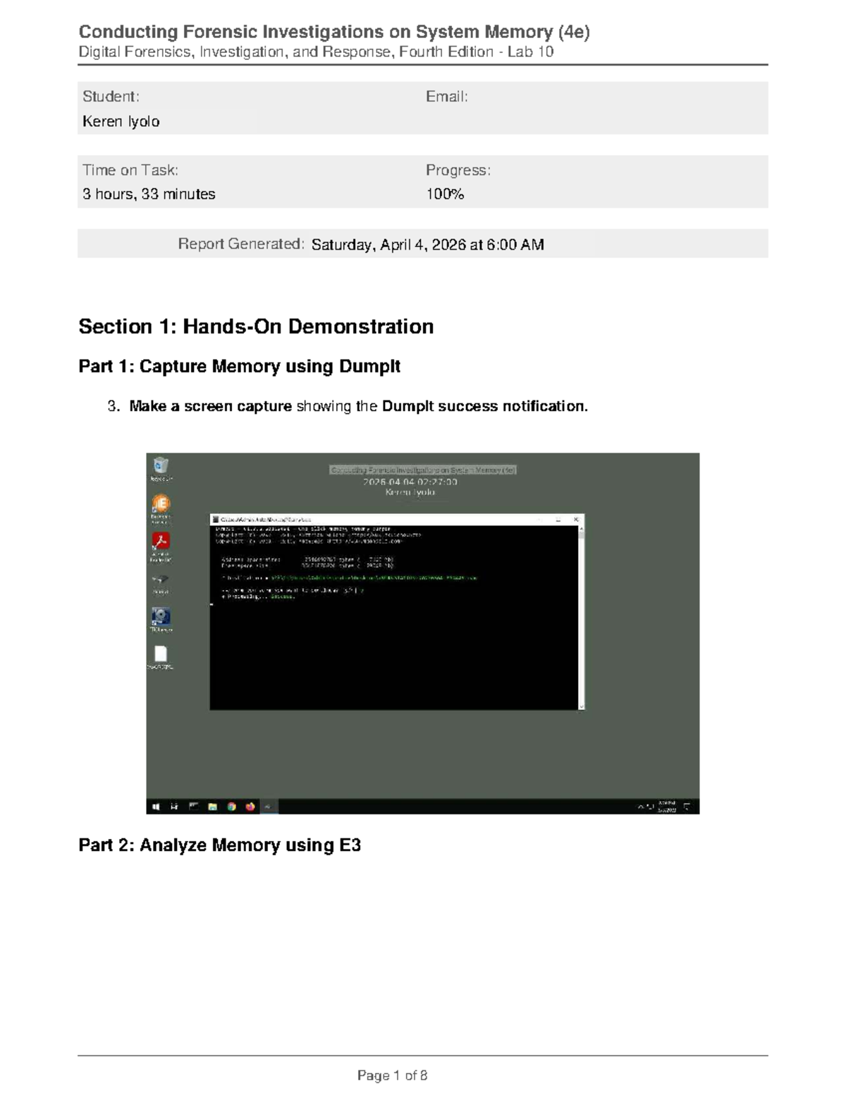 CISS 360 Lab 10: Forensic Investigations on System Memory - Studocu