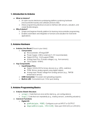 Arduino Projects - Study Notes & Assignments - Studocu
