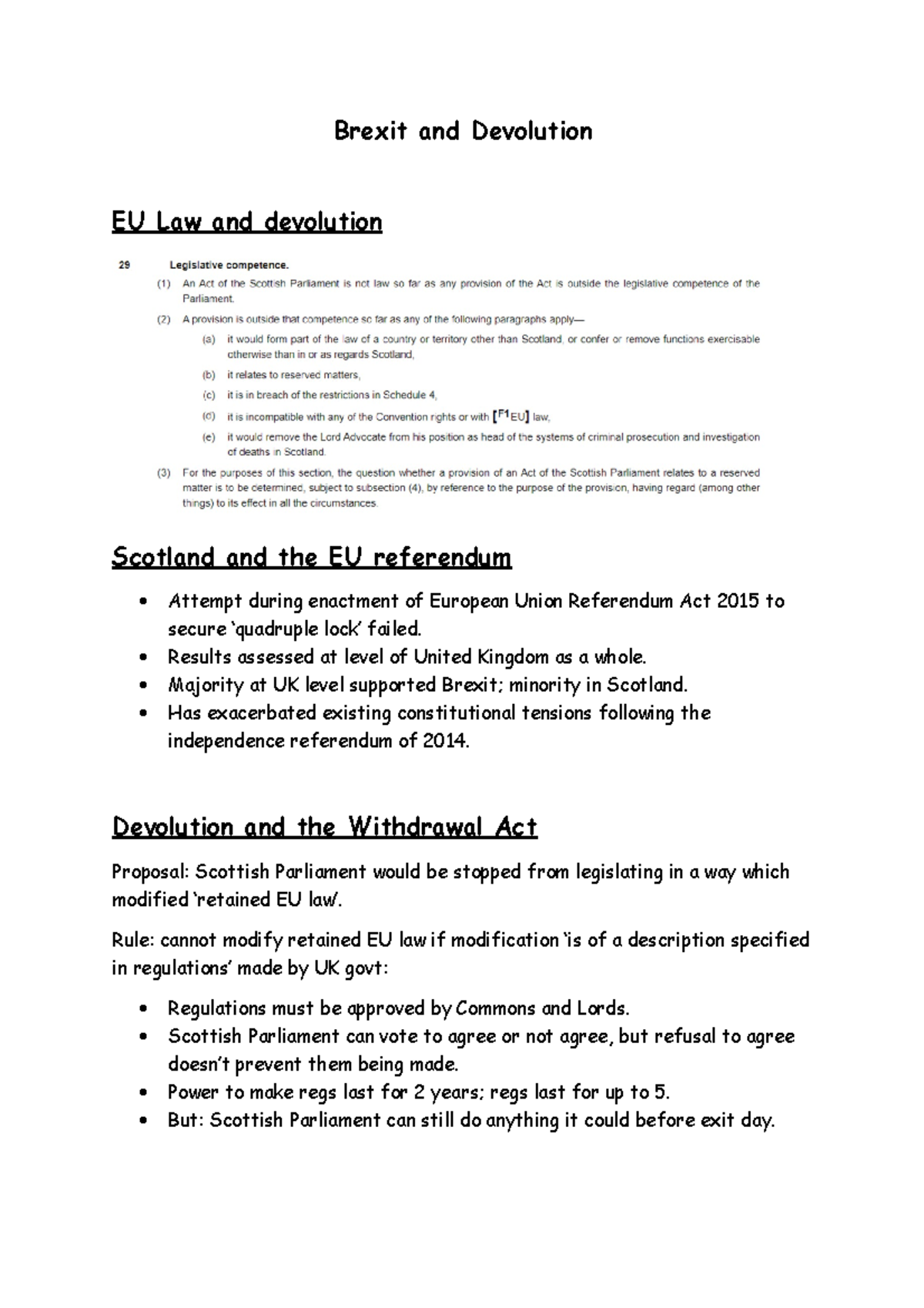 26. Brexit and Devolution: Impact on Scottish Legislative Powers - Studocu