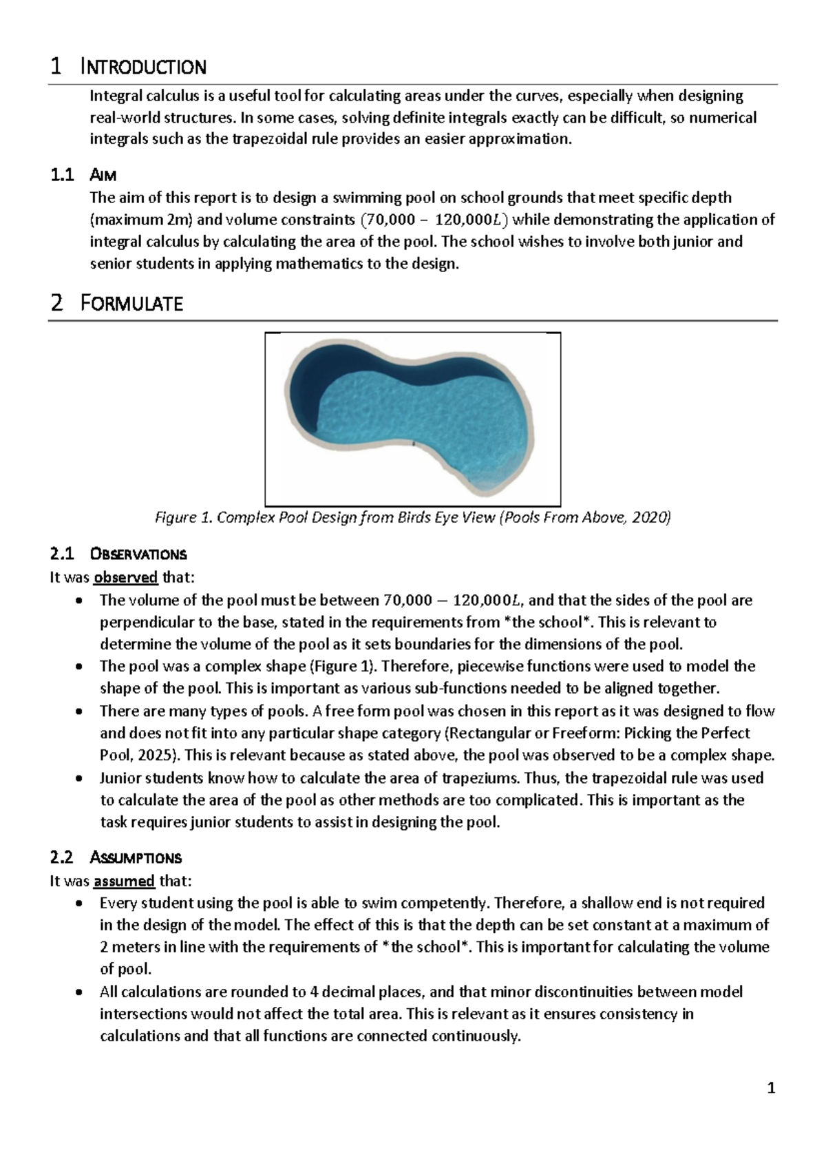 IA1 Integral Calculus PSMT Report: Designing a School Swimming Pool ...