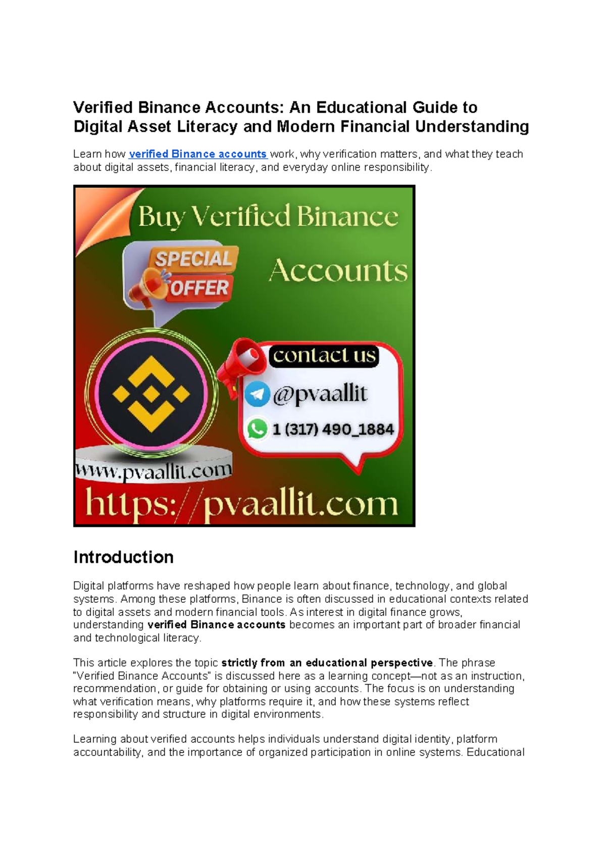 Educational Guide: Understanding Verified Binance Accounts for Digital ...