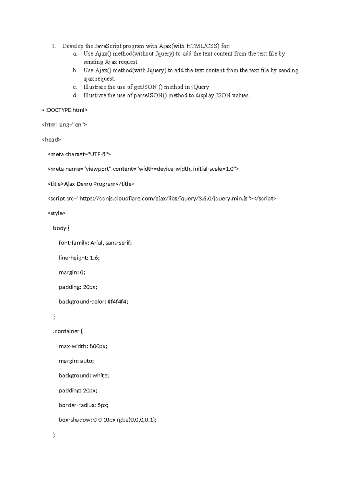 Wb10pgm - PROGRAM 10 - Develop the JavaScript program with Ajax(with ...