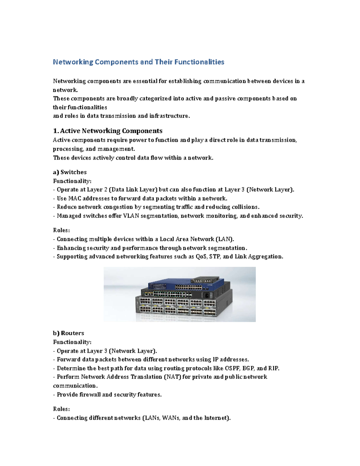 Networking Components and Their Functions - A Guide for 1Assignmentdone ...