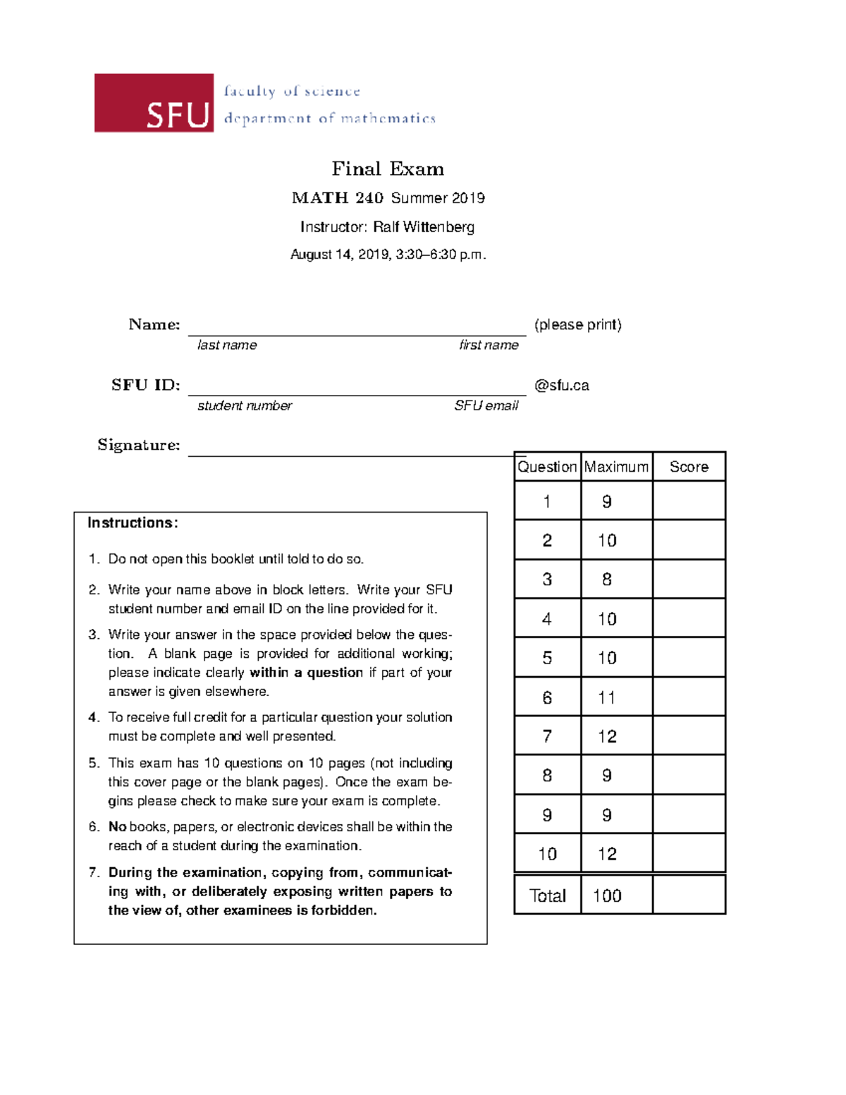 MATH 240 Final Exam Review - Comprehensive Practice Guide - Studocu