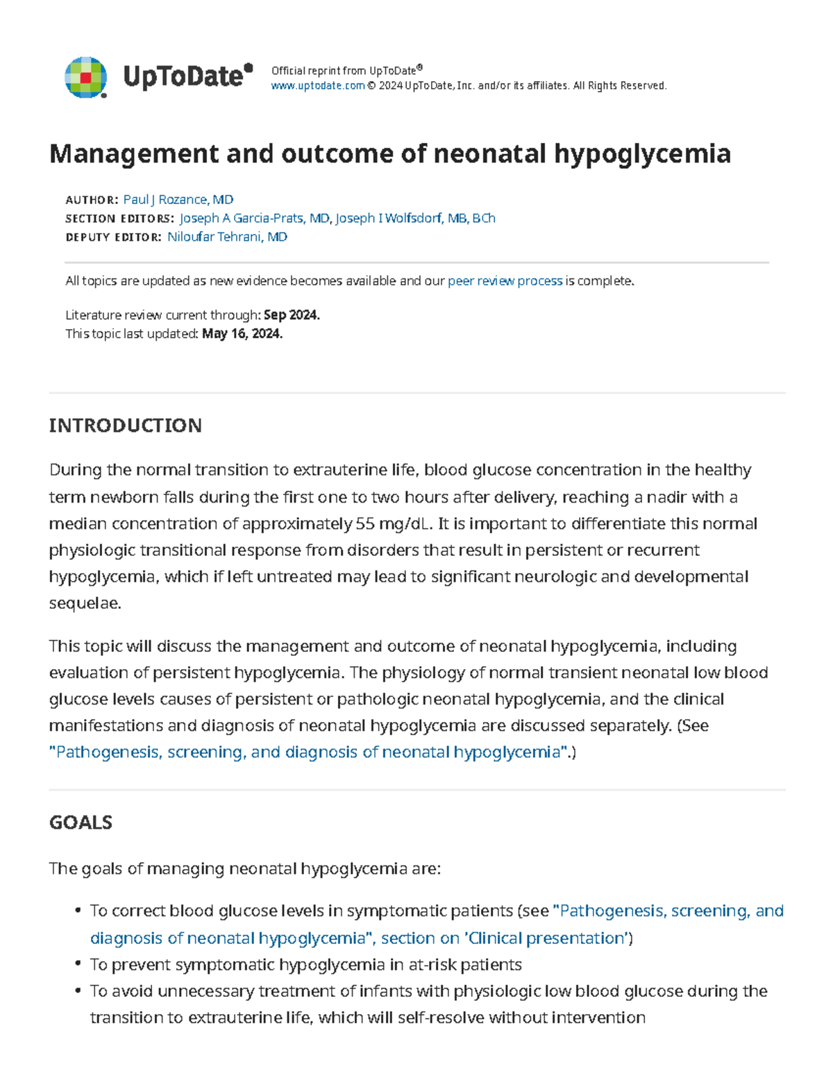 Hipoglucemia - Up To Date - Official reprint from UpToDate uptodate ...