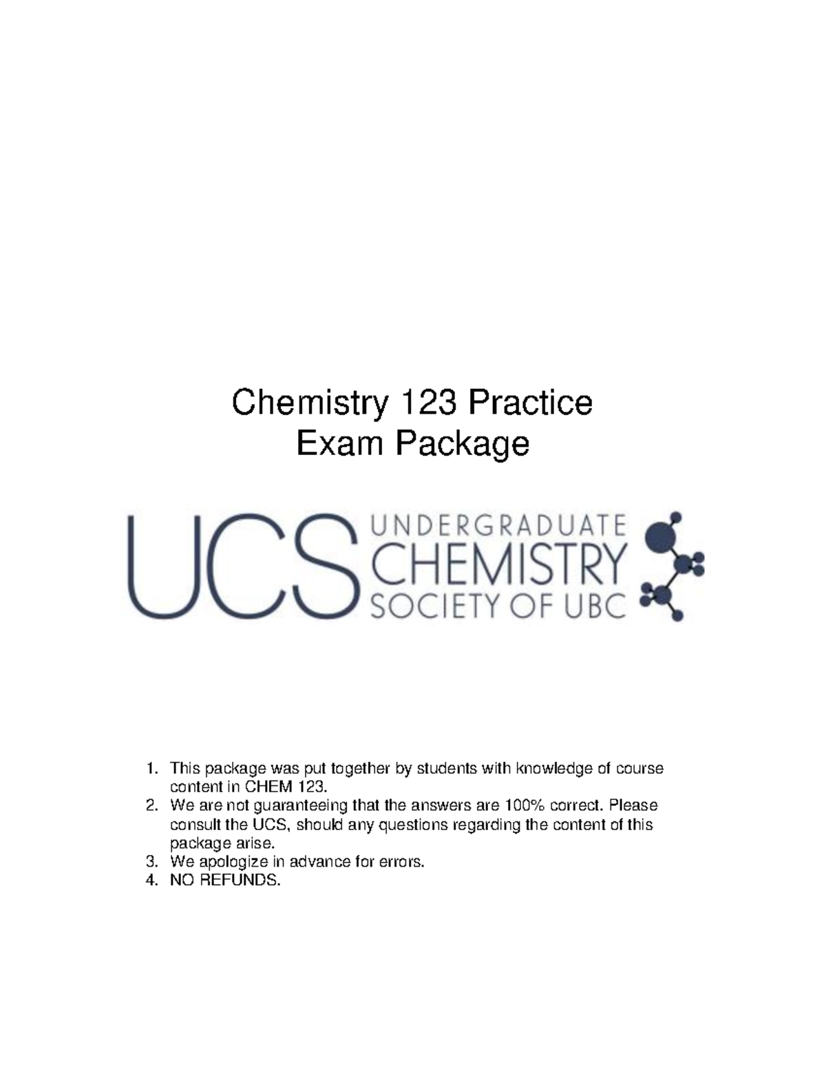 CHEM 123 Final Exam Practice Questions & Solutions 2024/25 - Studocu