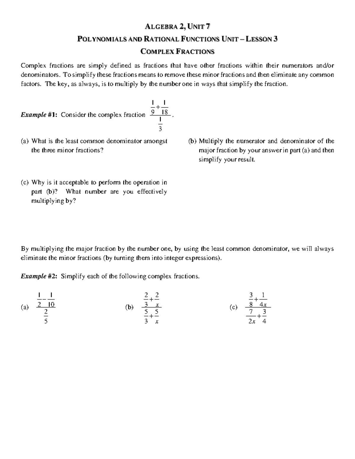 Algebra 2 Unit 7 Polynomials and Rational Functions - Lesson 3 ...