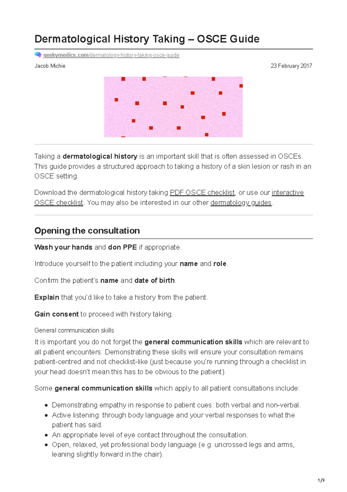 Dermatological History Taking OSCE Guide - Essential Skills & Tips ...