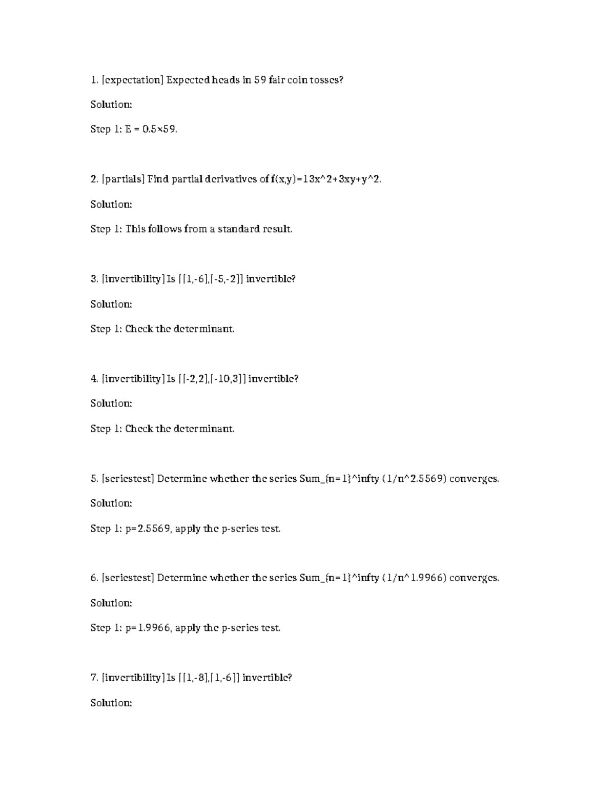 Math 1574 Series Test Solutions and Invertibility Checks - Studocu