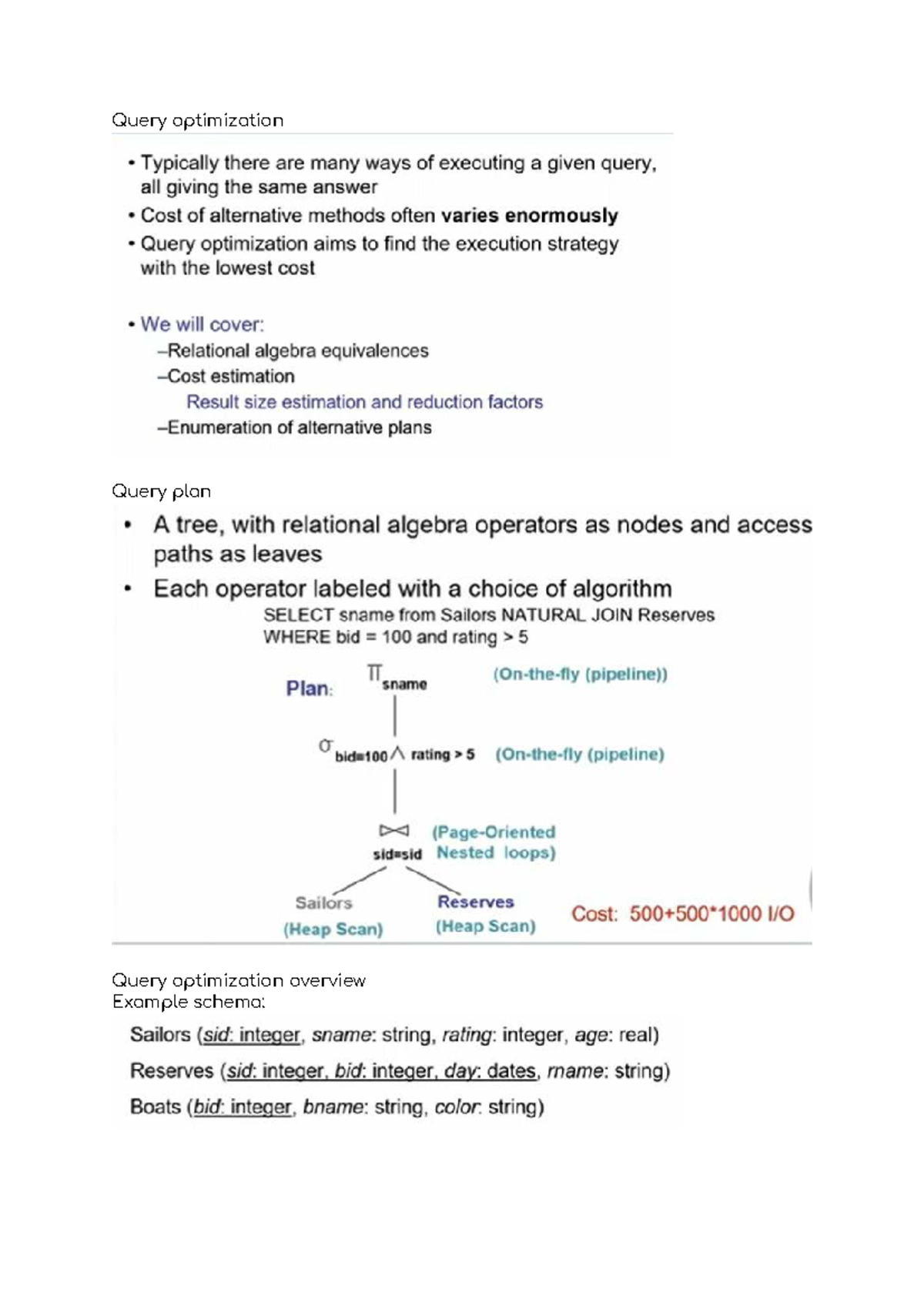 Lecture 13 - INFO20003 - Query optimization Query plan Query ...