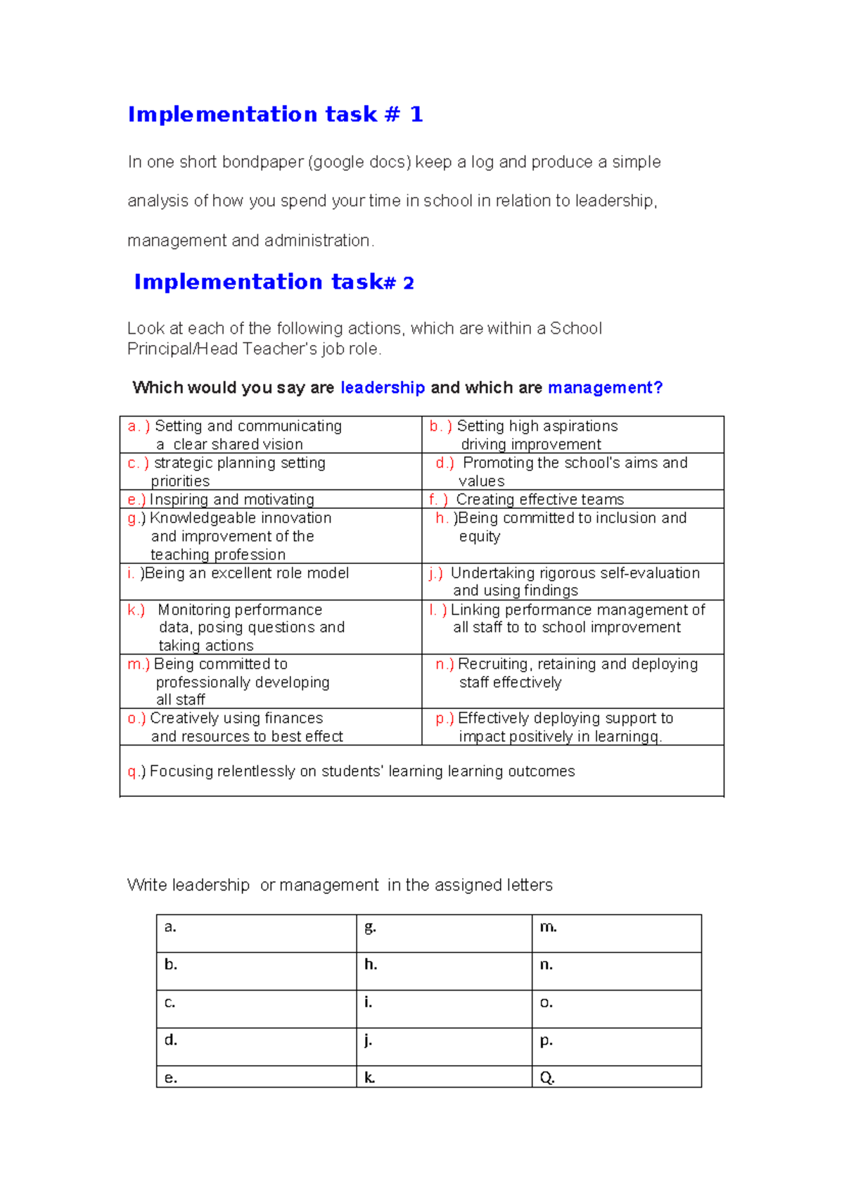 Implementation TASK # 1 & 2 - Implementation task # 1 In one short ...