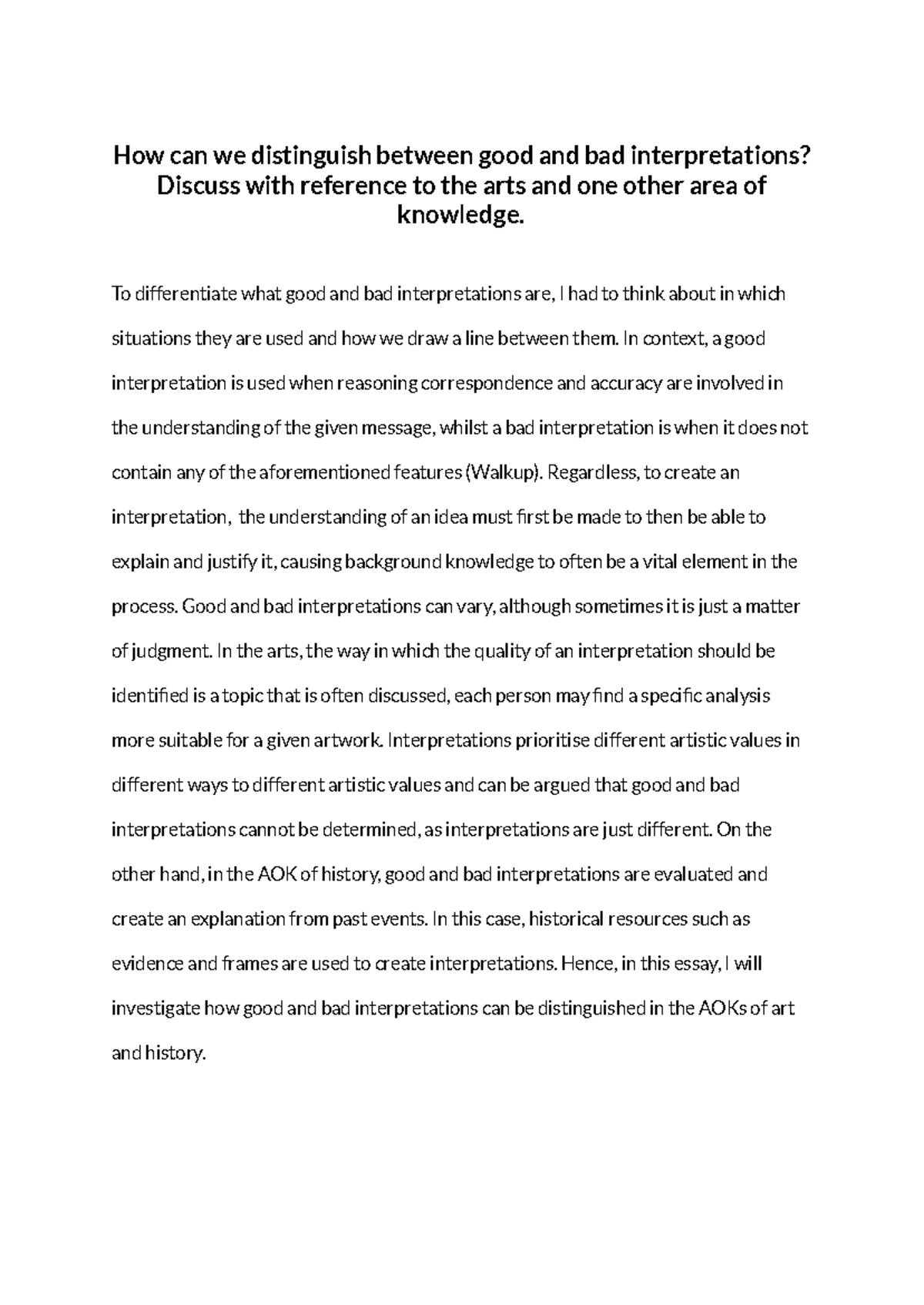 Hrj390 - Distinguishing Good and Bad Interpretations in Arts & History ...