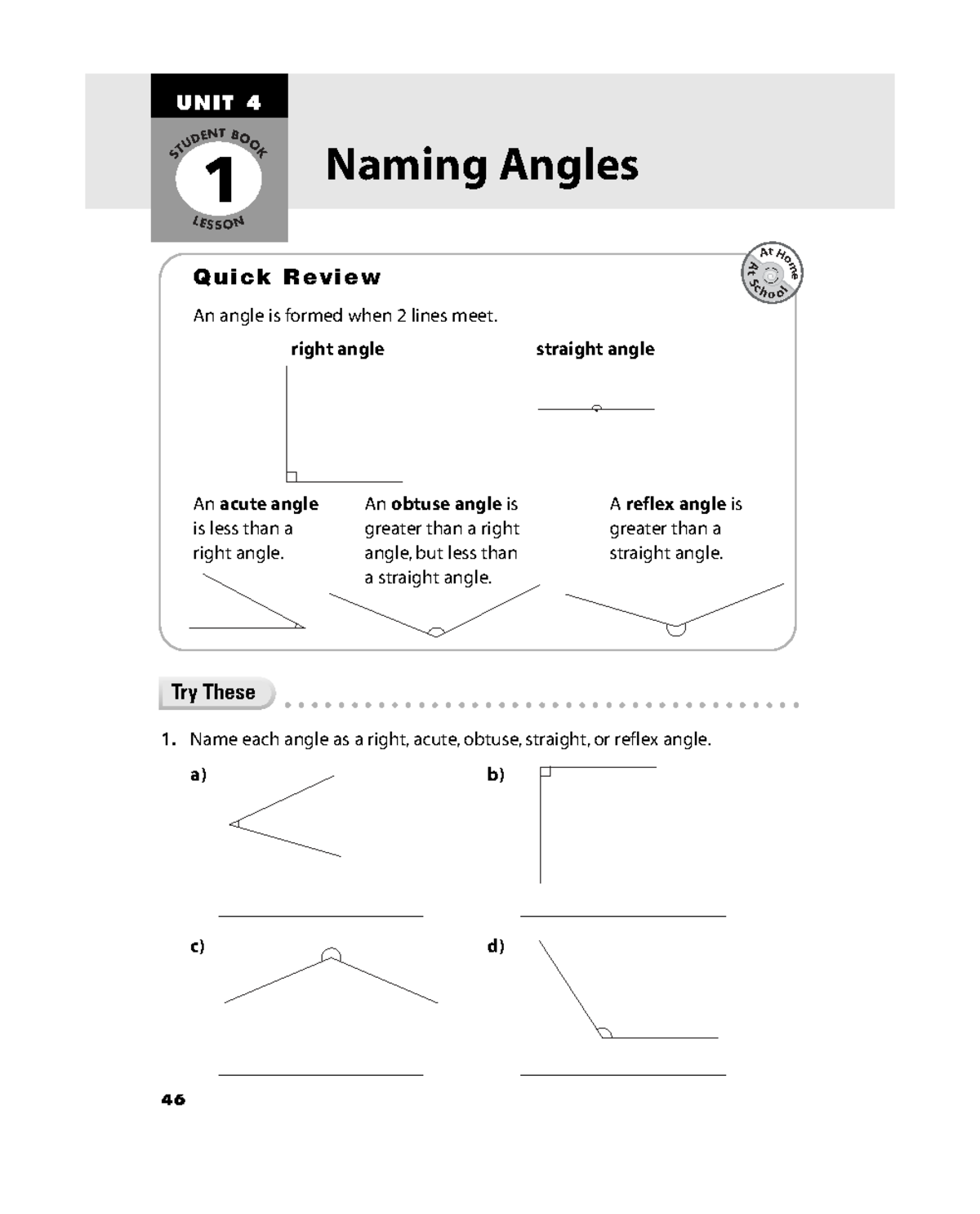 SE 9:10 AM UNIT 4 Angles Extra Practice Quick Review - Studocu