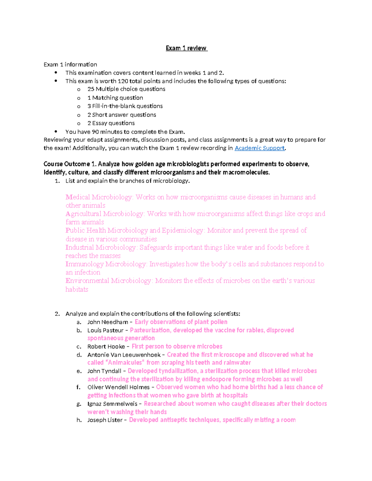 BIOS242 Exam 1 Comprehensive Review Notes - Studocu