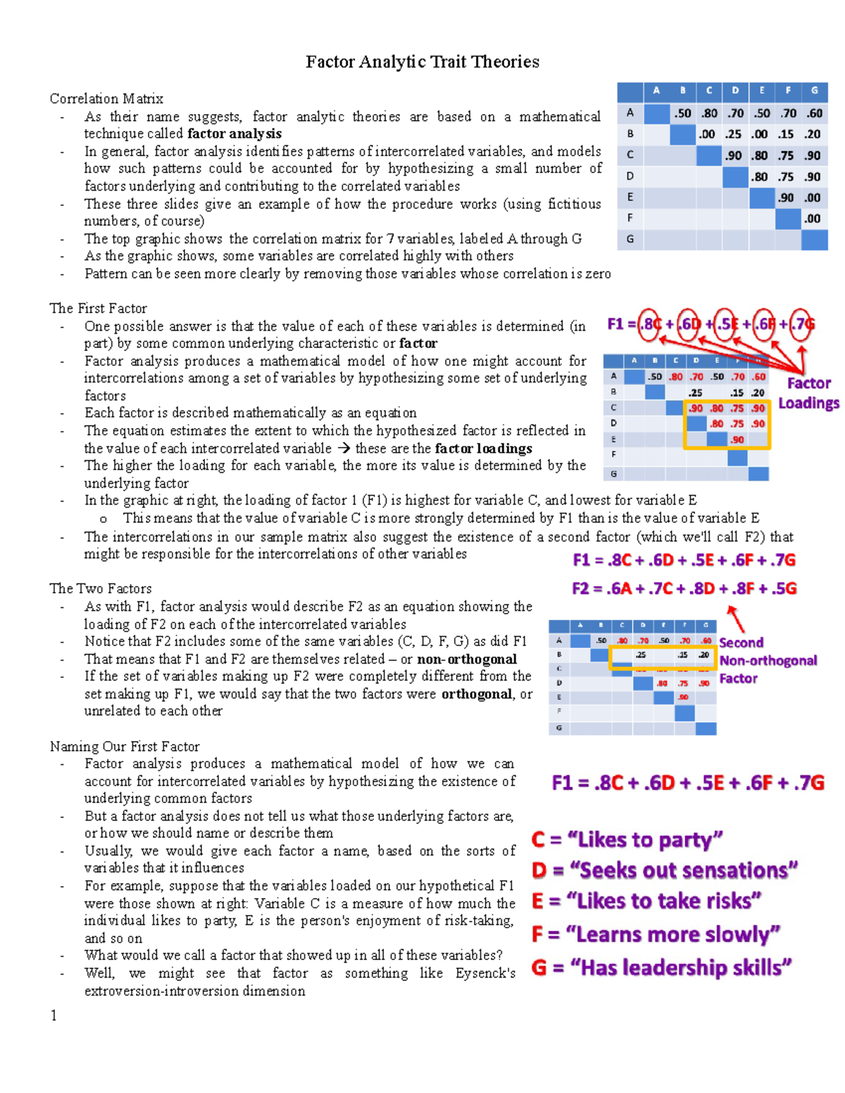 Factor Analytic Trait Theories - Factor Analytic Trait Theories ...