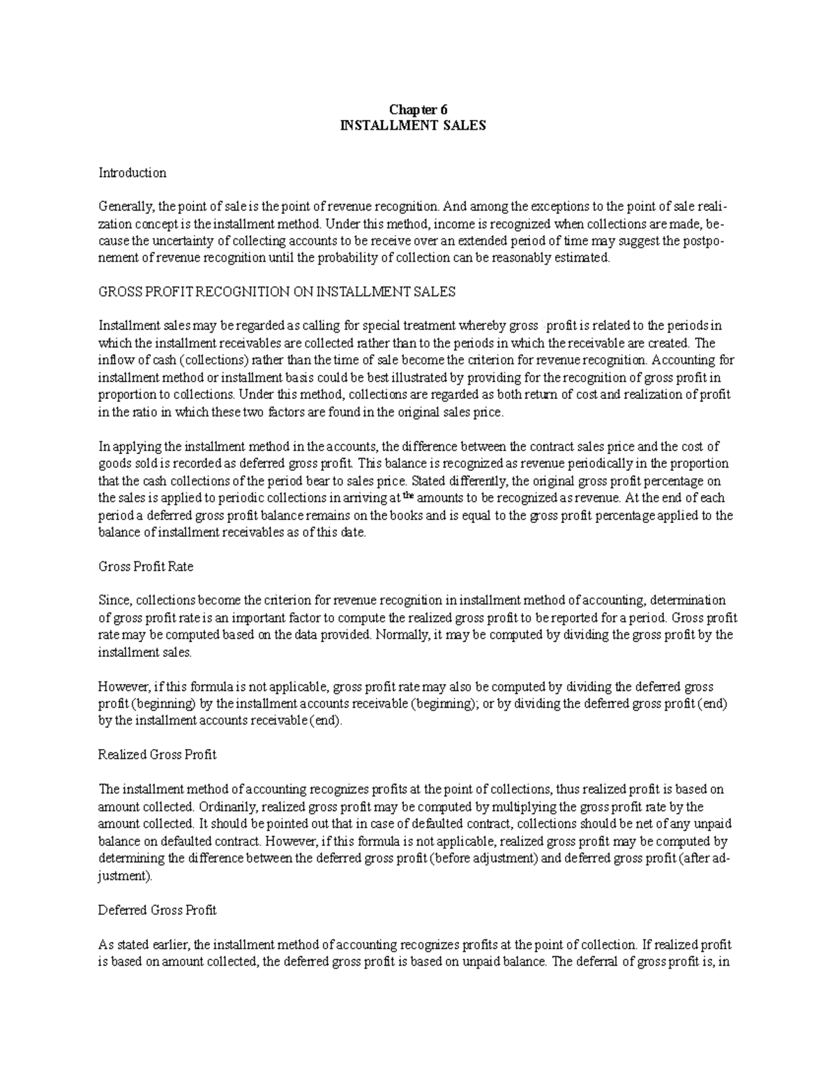 425662626 Chapter 6: Understanding Installment Sales Accounting - Document Preview