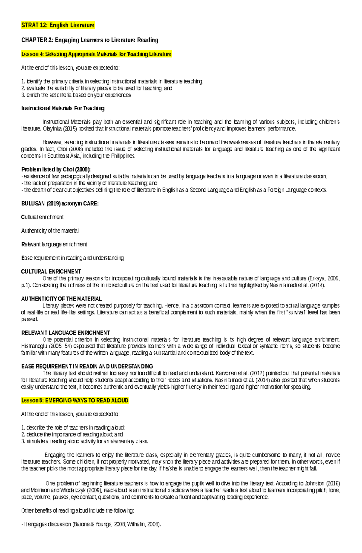Strat 12 English Lesson 4: Selecting Literature Teaching Materials ...