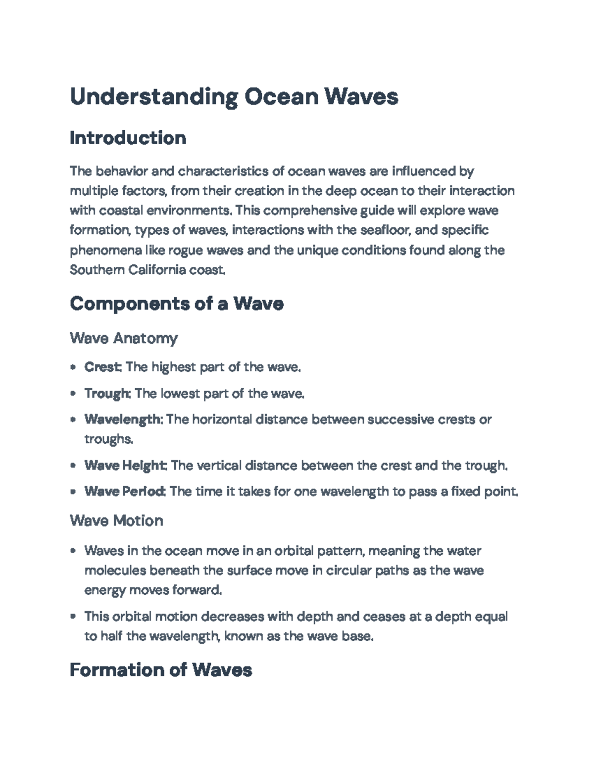 Understanding Ocean Waves: Formation, Types, and Coastal Interactions ...