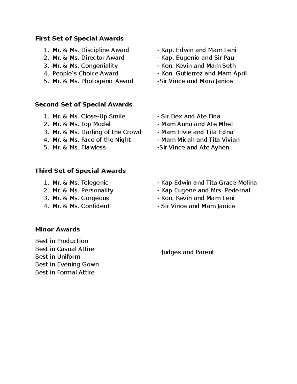 Special Awards Ceremony Highlights: Categories & Recipients - Studocu