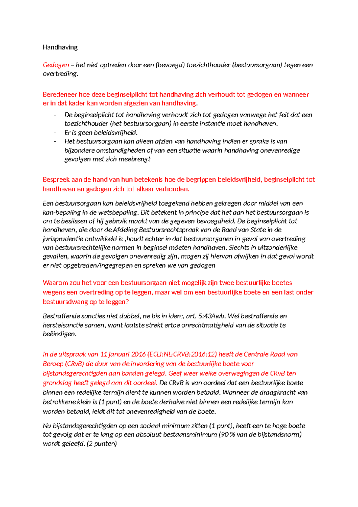 Handhaving en Gedogen: Verhouding en Beleidsvrijheid in Bestuursrecht ...