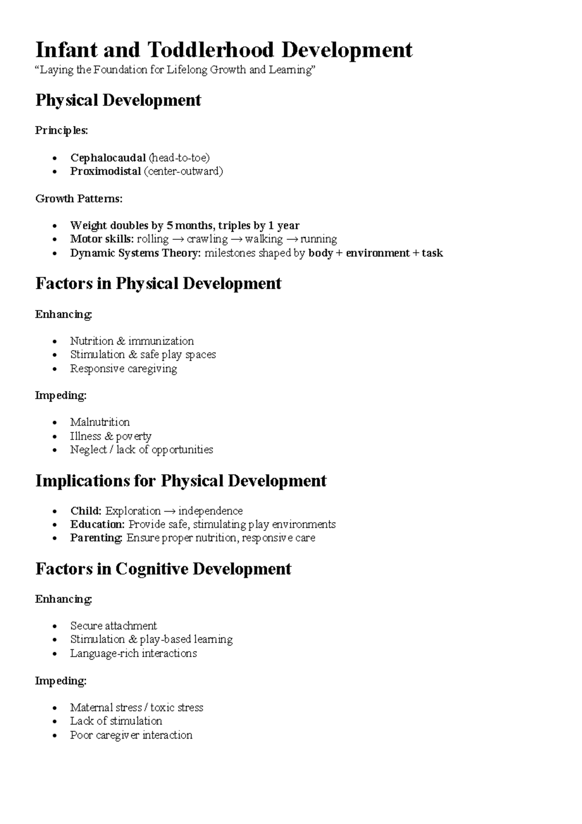 Infant and Toddlerhood Development: Foundations for Lifelong Growth ...