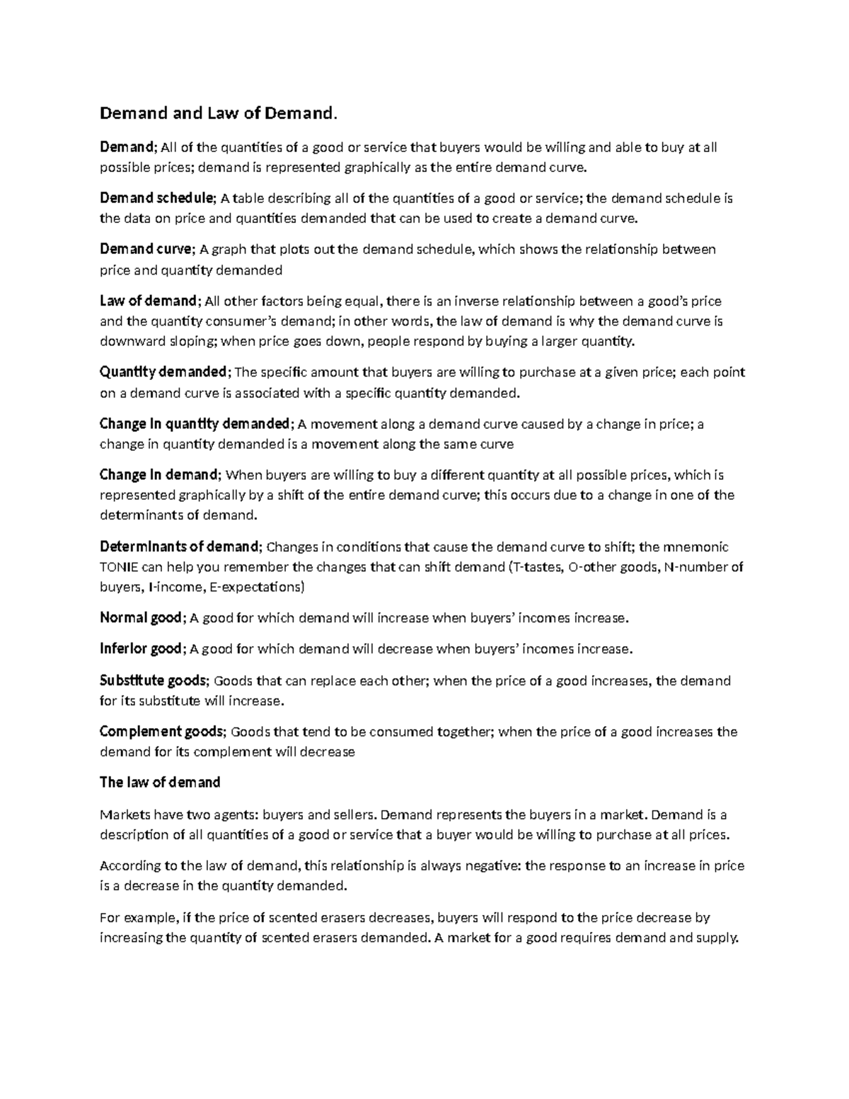 Demand and Law of Demand: Understanding Key Concepts and Curves - Studocu