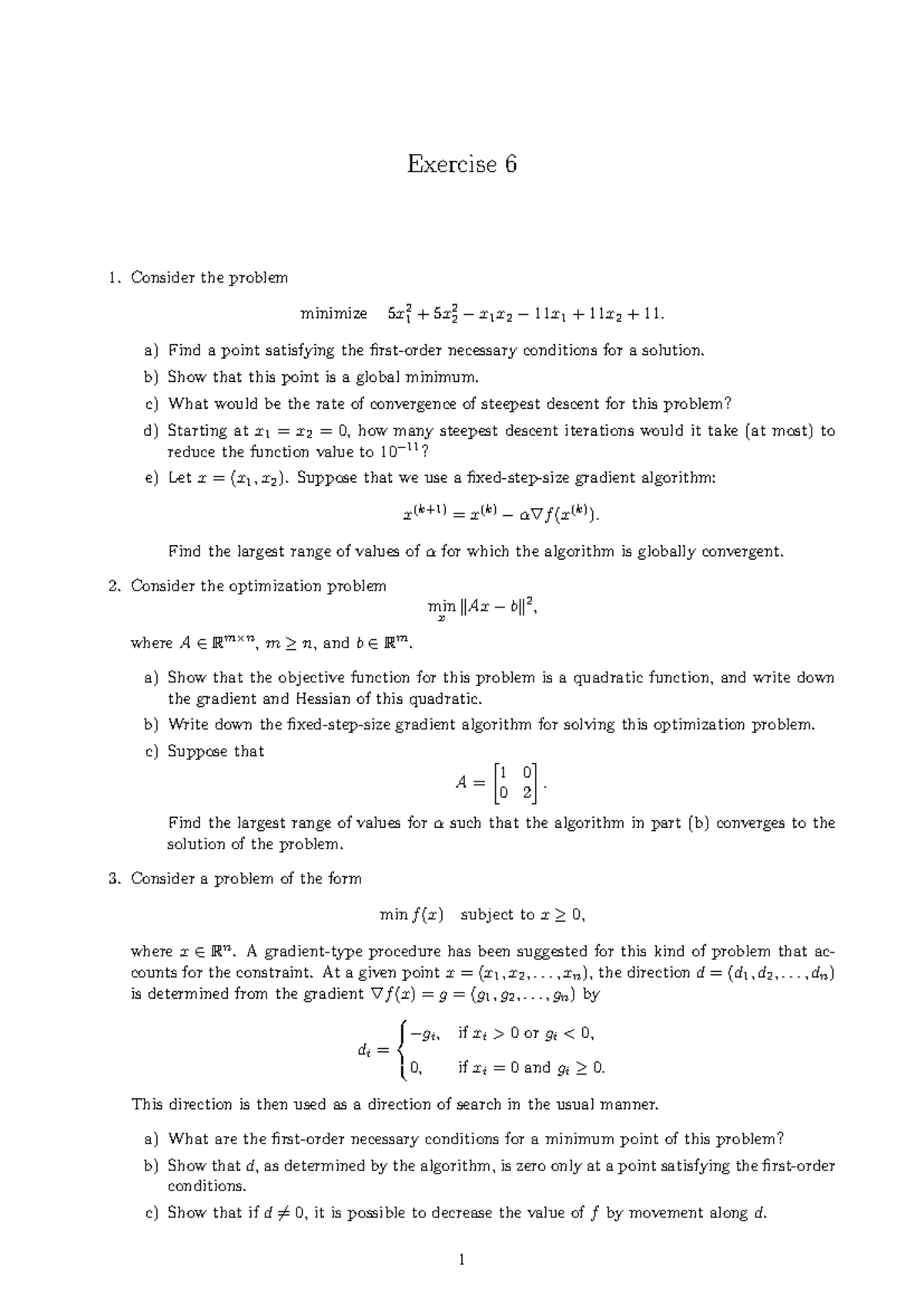 Exercise 6 - Optimization Homework Solutions (MATH 101) - Studocu