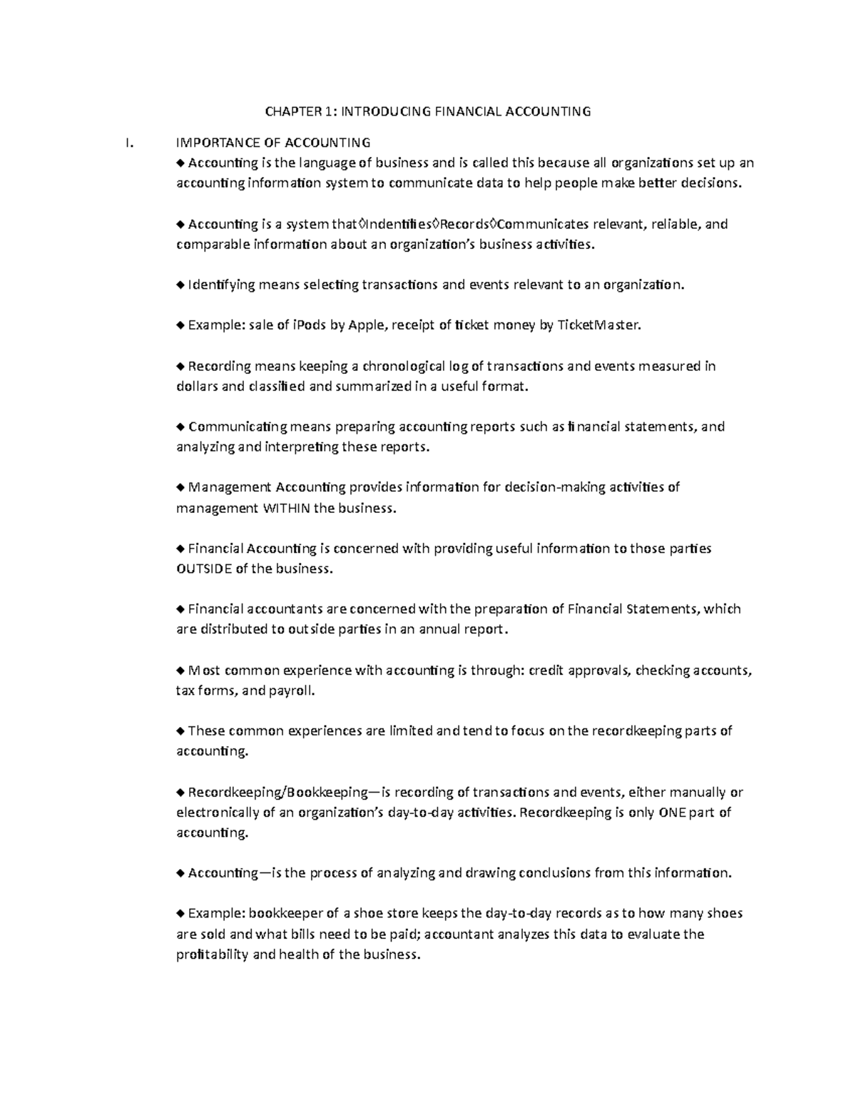 Introduction to Financial Accounting - FAR110 Chapter 1 Notes - Studocu
