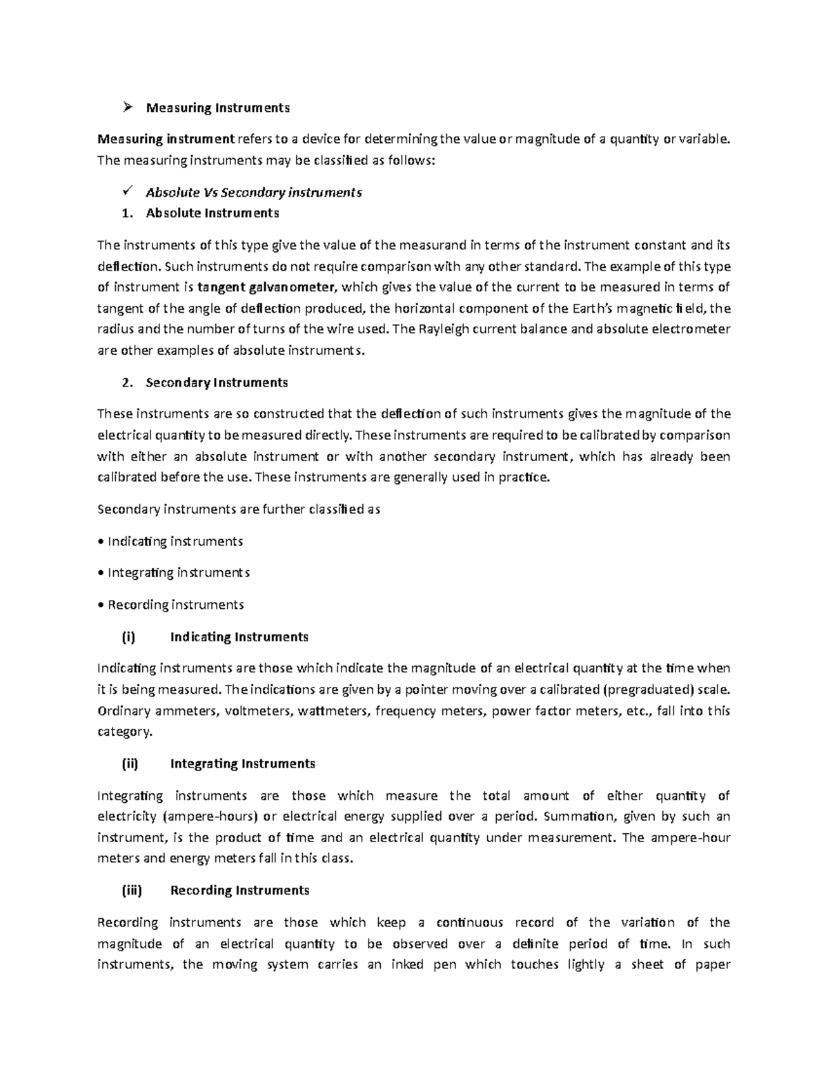 Electrical Measurements Measuring Instruments Overview Topic 3 Studocu