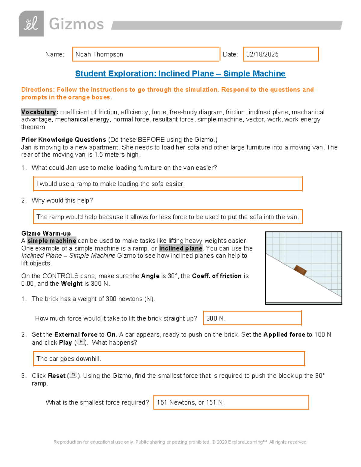 Noah Thompson - 7.1a Force Diagrams - Name: Noah Thompson Date: 02/18 ...