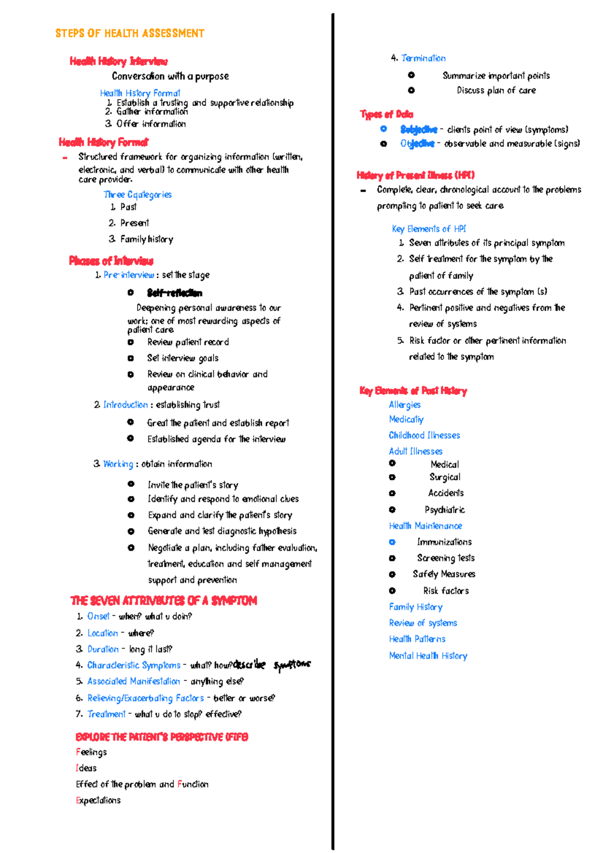 Health Assessment (Lesson 2): Steps in Health History Interview - Studocu