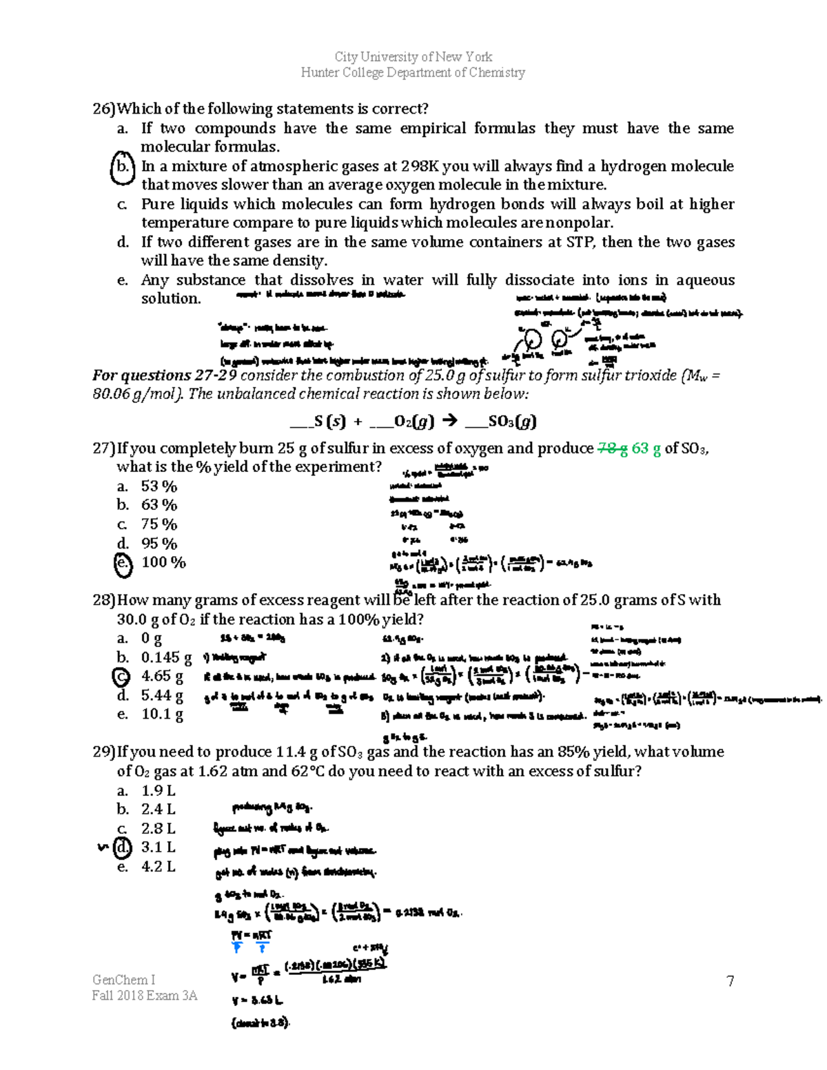 GenChem I Fall 2018 Exam 3 Part 6 Study Guide - Studocu