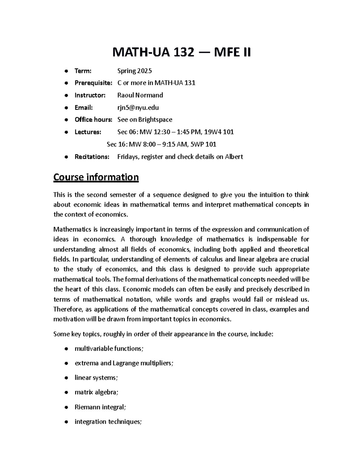 New York University - Spring 2025 - MATH-UA 132 - Syllabus & Course ...
