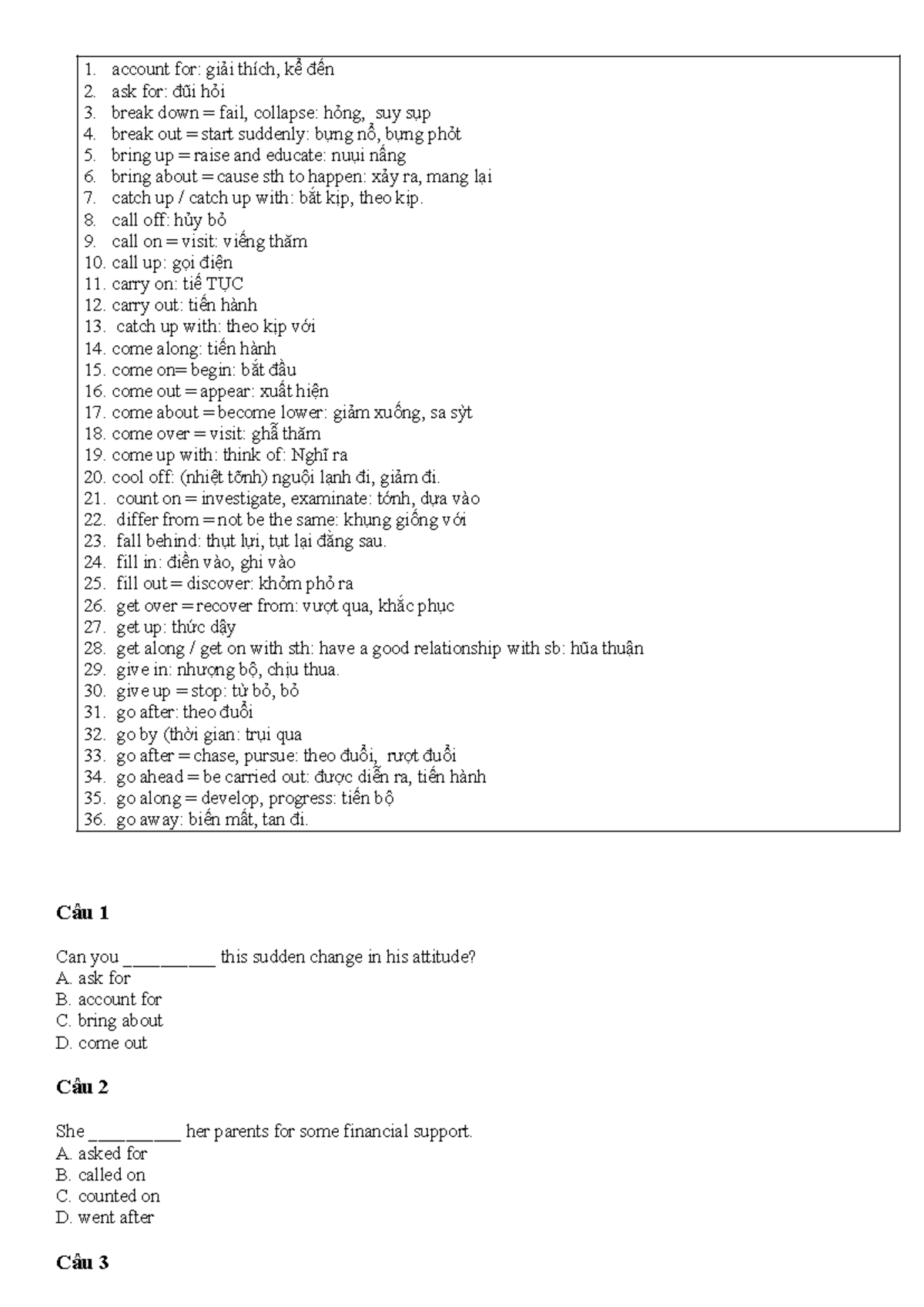 English Phrasal Verbs Study Guide (Course Code: Toi 3) - Studocu