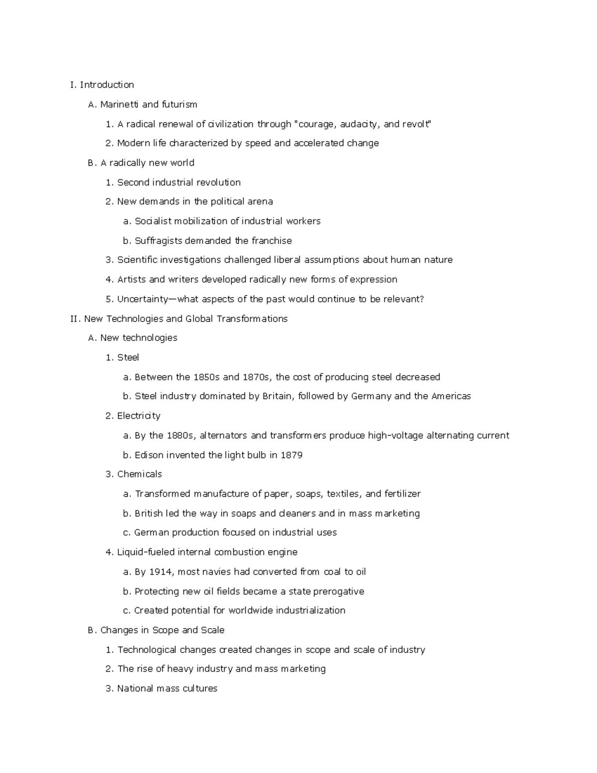 CH23 - Work Assignments on Modernity from Texts & Lectures - Studocu