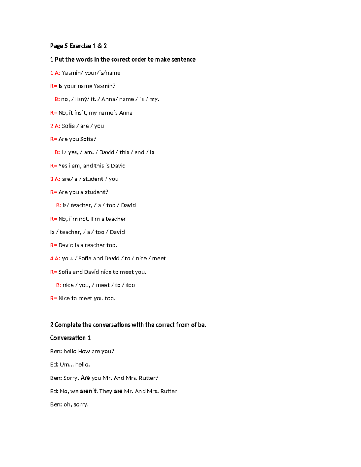HW#2 - Practicas: Sentence Order & Conversation Completion Exercises ...