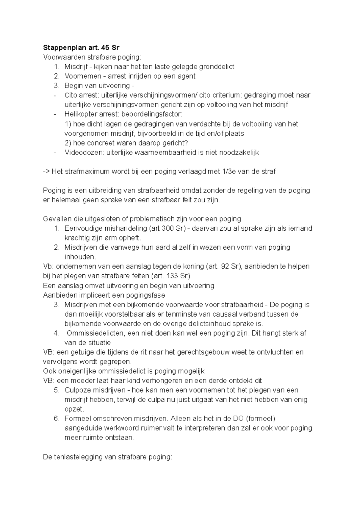 Stappenplan Strafbare Poging: Voorwaarden en Jurisprudentie - Studeersnel