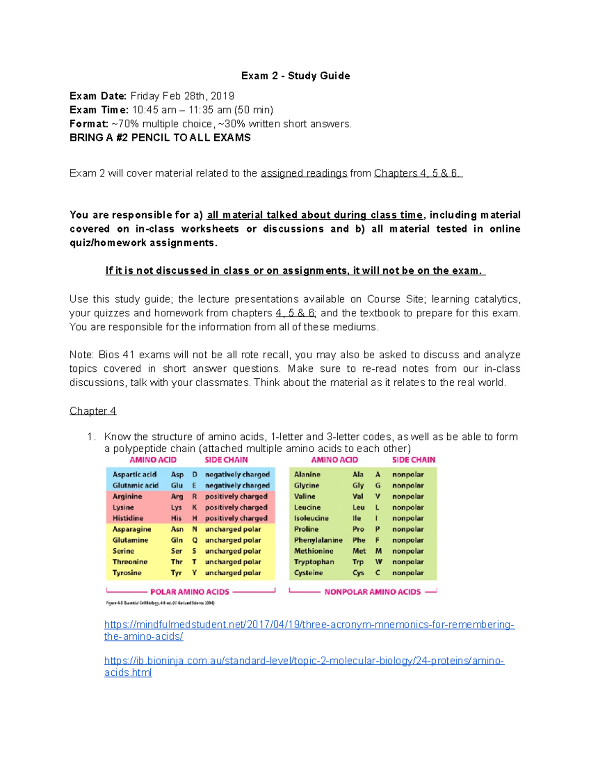 BIO 41 Exam 2 - Comprehensive Study Guide for Chapters 4-6 - Studocu