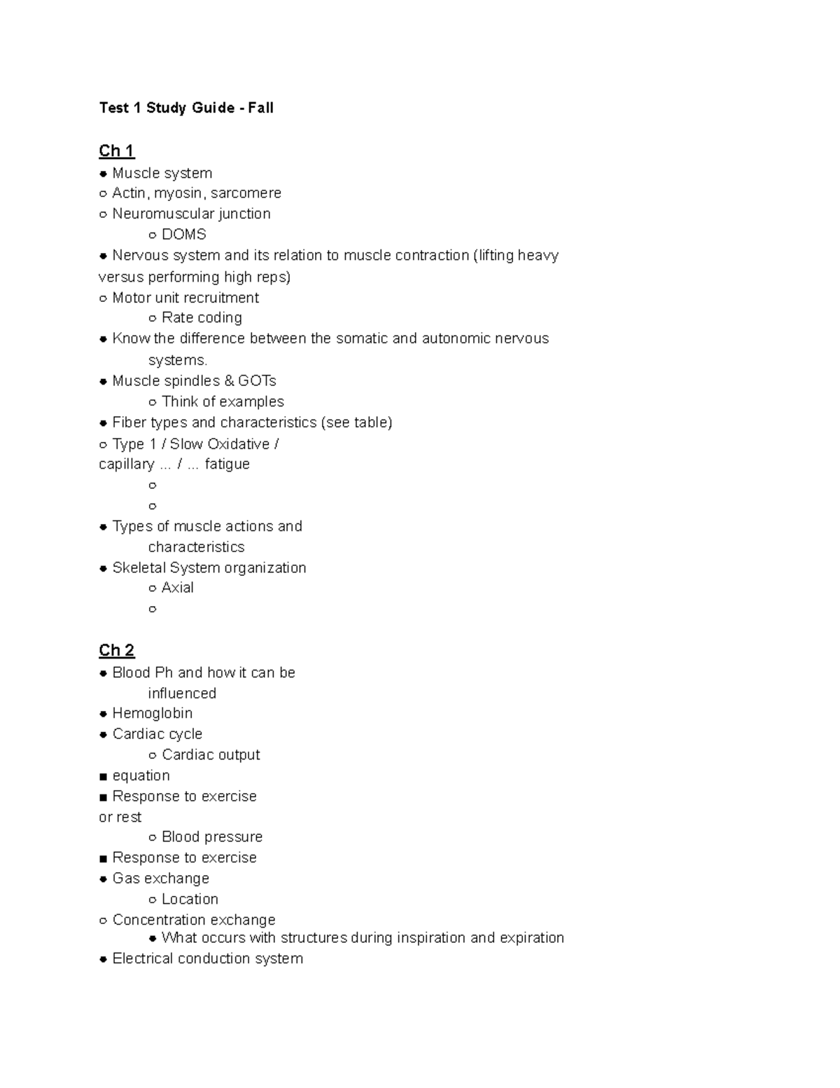 KIN 309 Test 1 Study Guide: Key Concepts from Chapters 1-8 - Studocu