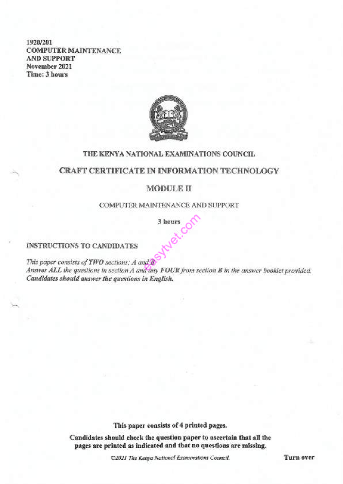 COMPUTER MAINTENANCE AND SUPPORT - REVISION PAPER 2021 - Studocu