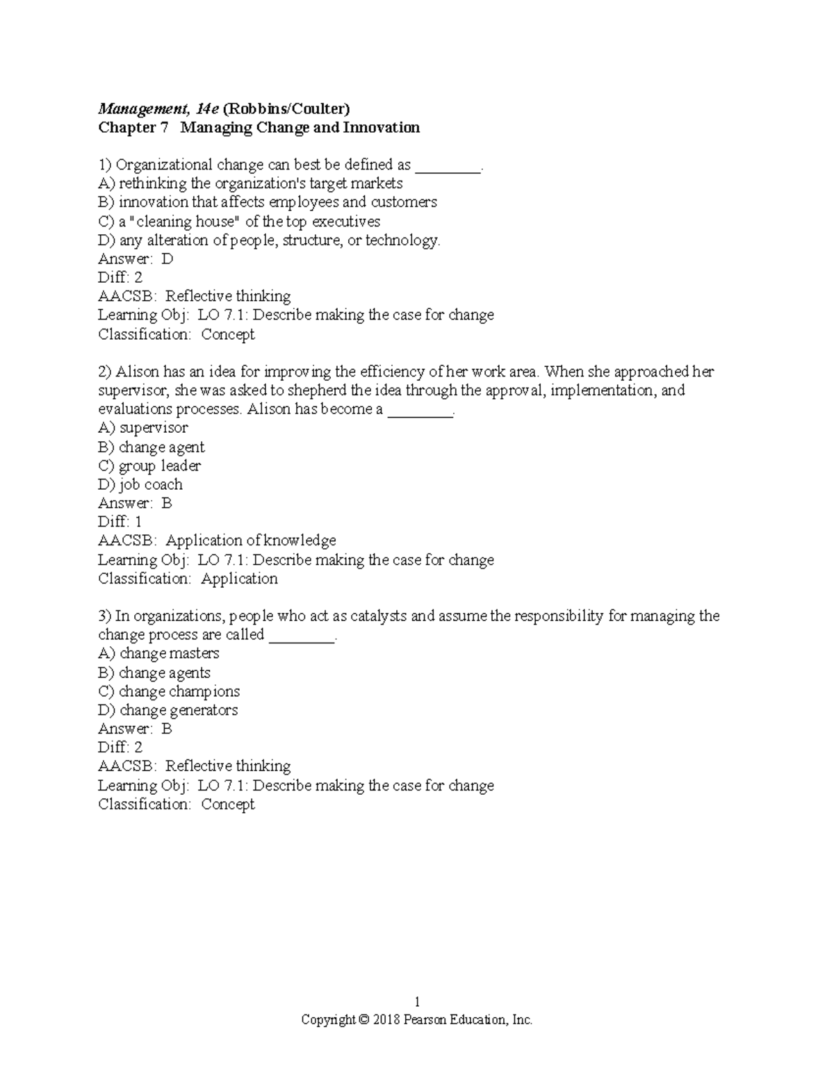 Chapter 7: Managing Change and Innovation in Management (14e) - Studocu