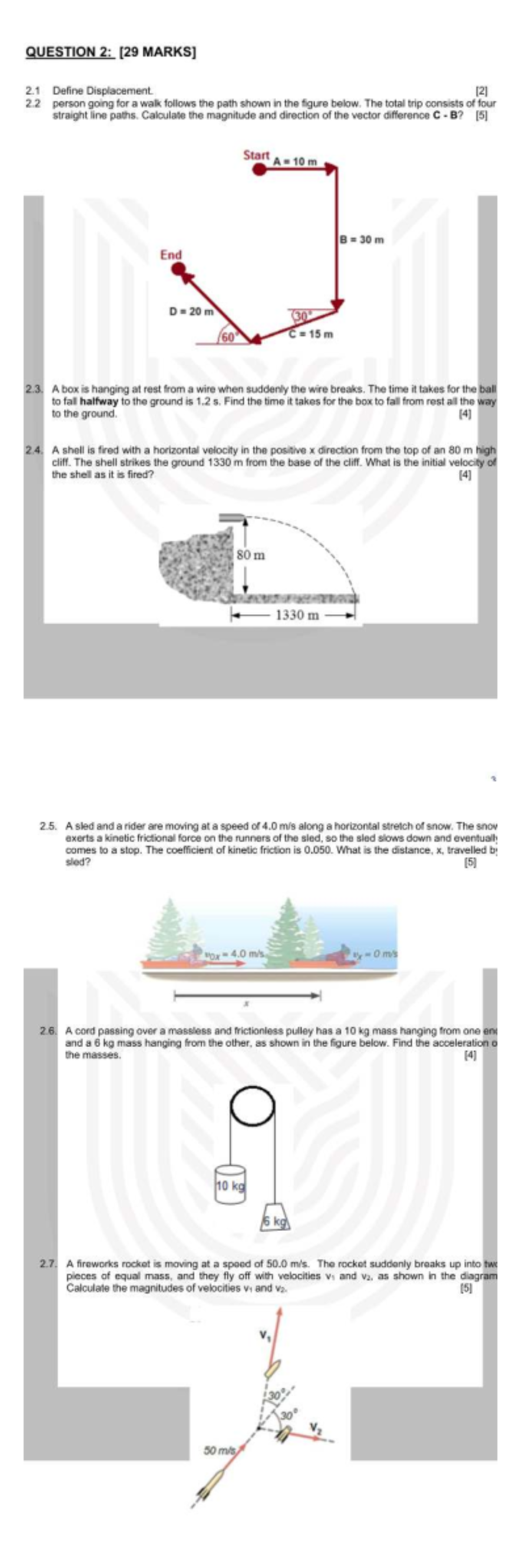Physics Revision Notes: Displacement & Motion Problems - Studocu