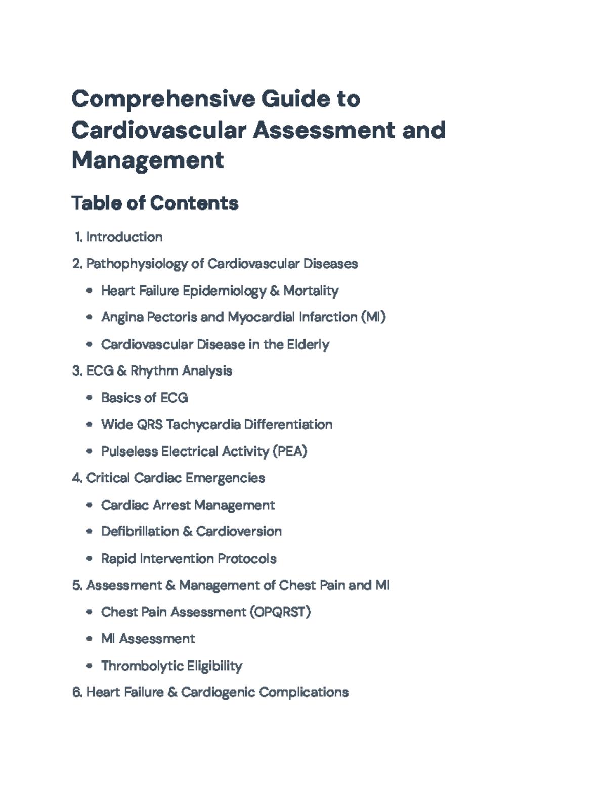 Comprehensive Guide to Cardiovascular Assessment & Management (MED101 ...