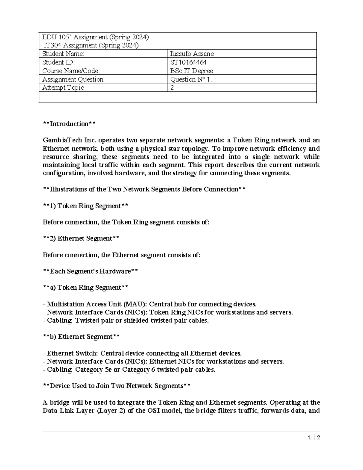 IT304 Assignment (Spring 2024) - Integrating Token Ring & Ethernet ...