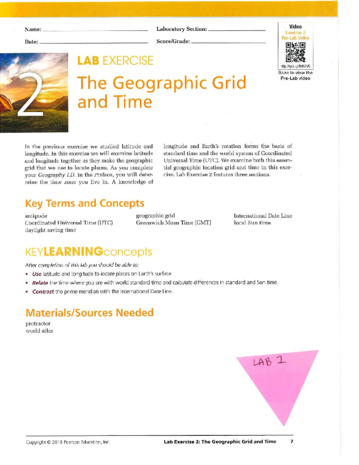 Lab Exercise 2: The Geographic Grid and Time Analysis - Studocu