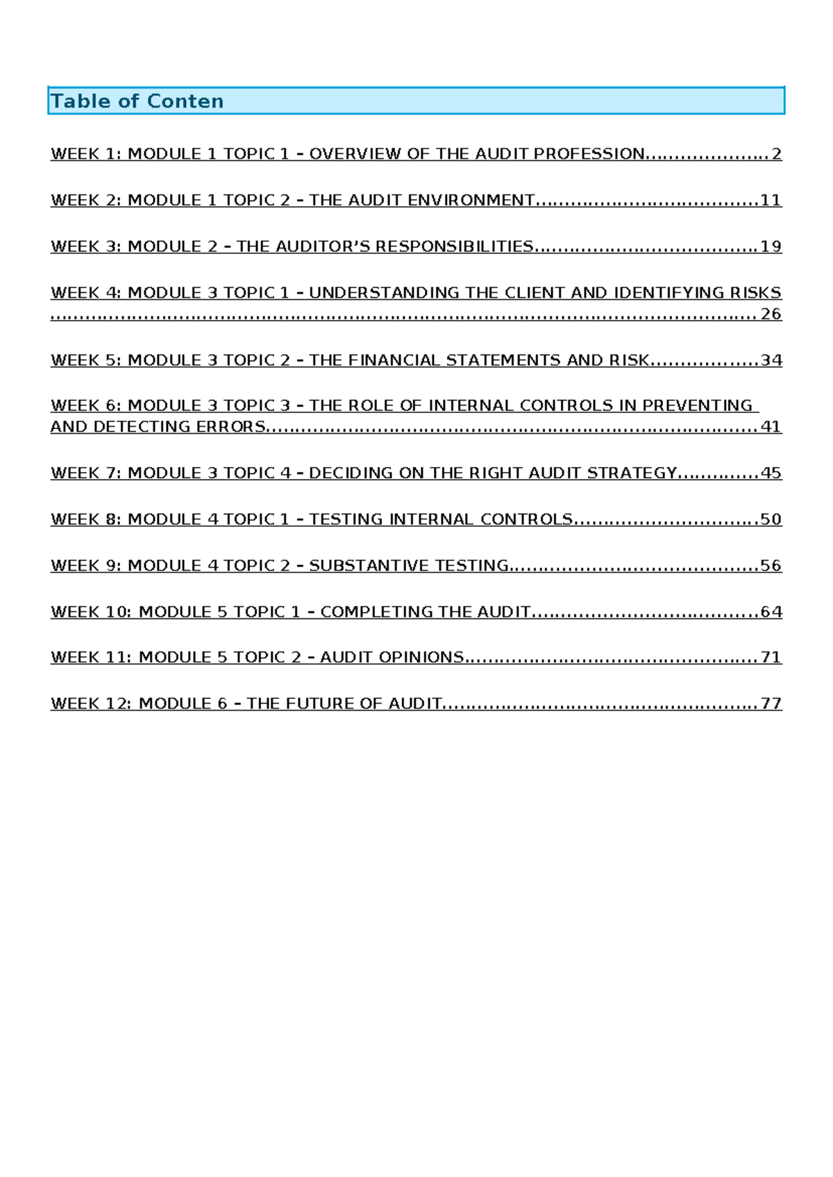Audit (AUD101) Comprehensive Study Notes and Overview - Studocu