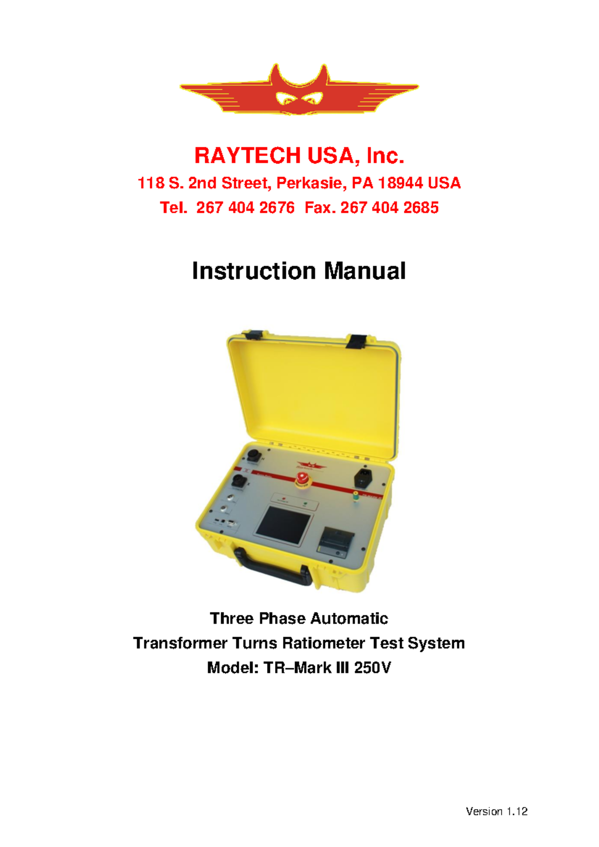 Instruction Manual for TR-Mark-III 250V Transformer Turns Ratiometer ...