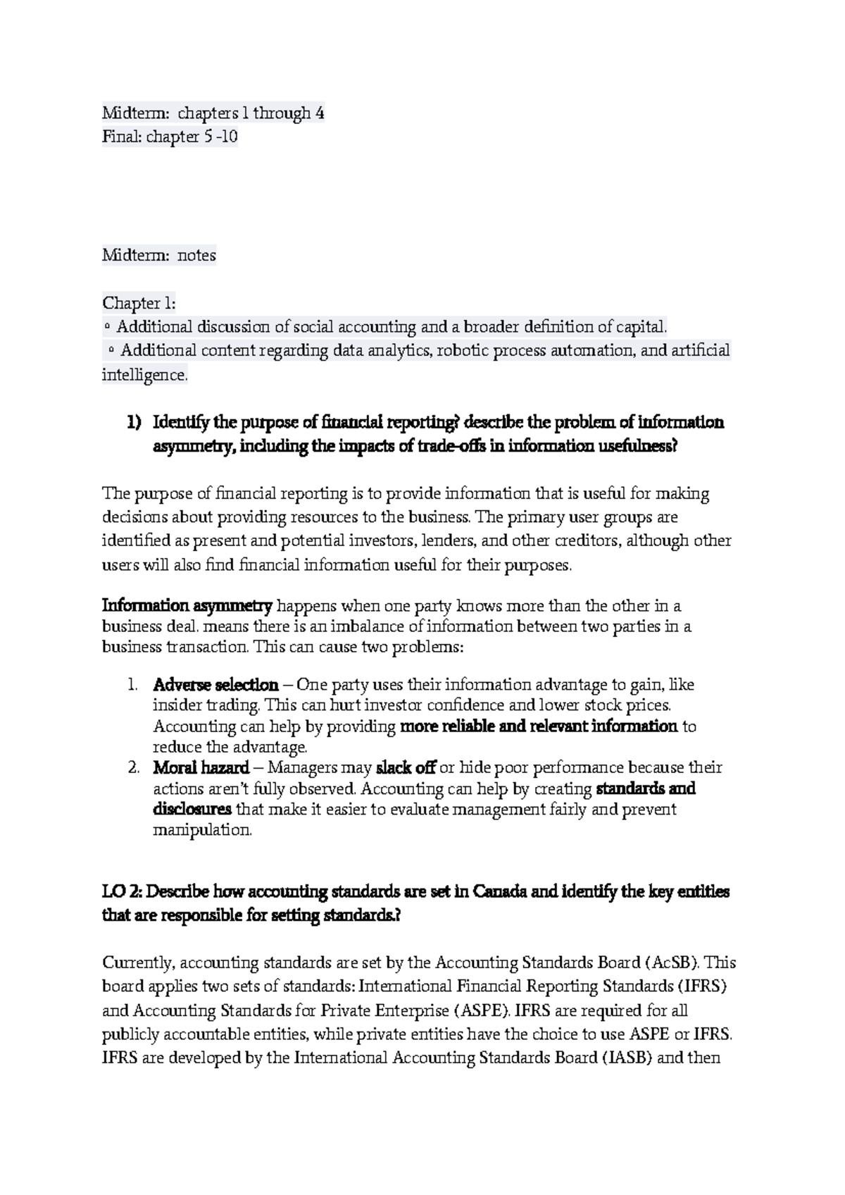 Midterm Exam Notes: ACCT 101 - Chapters 1-5 Overview and Key Concepts ...