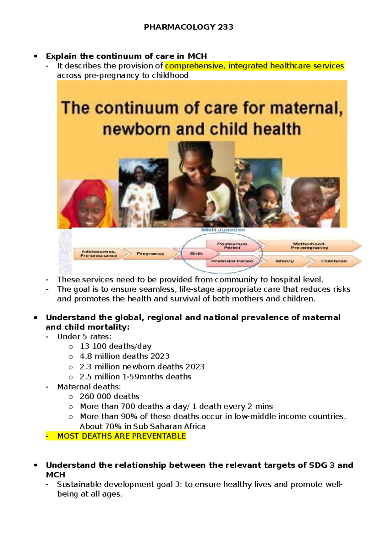 PHARMACOLOGY 233 Maternal and Child Health Care Continuum Explained ...
