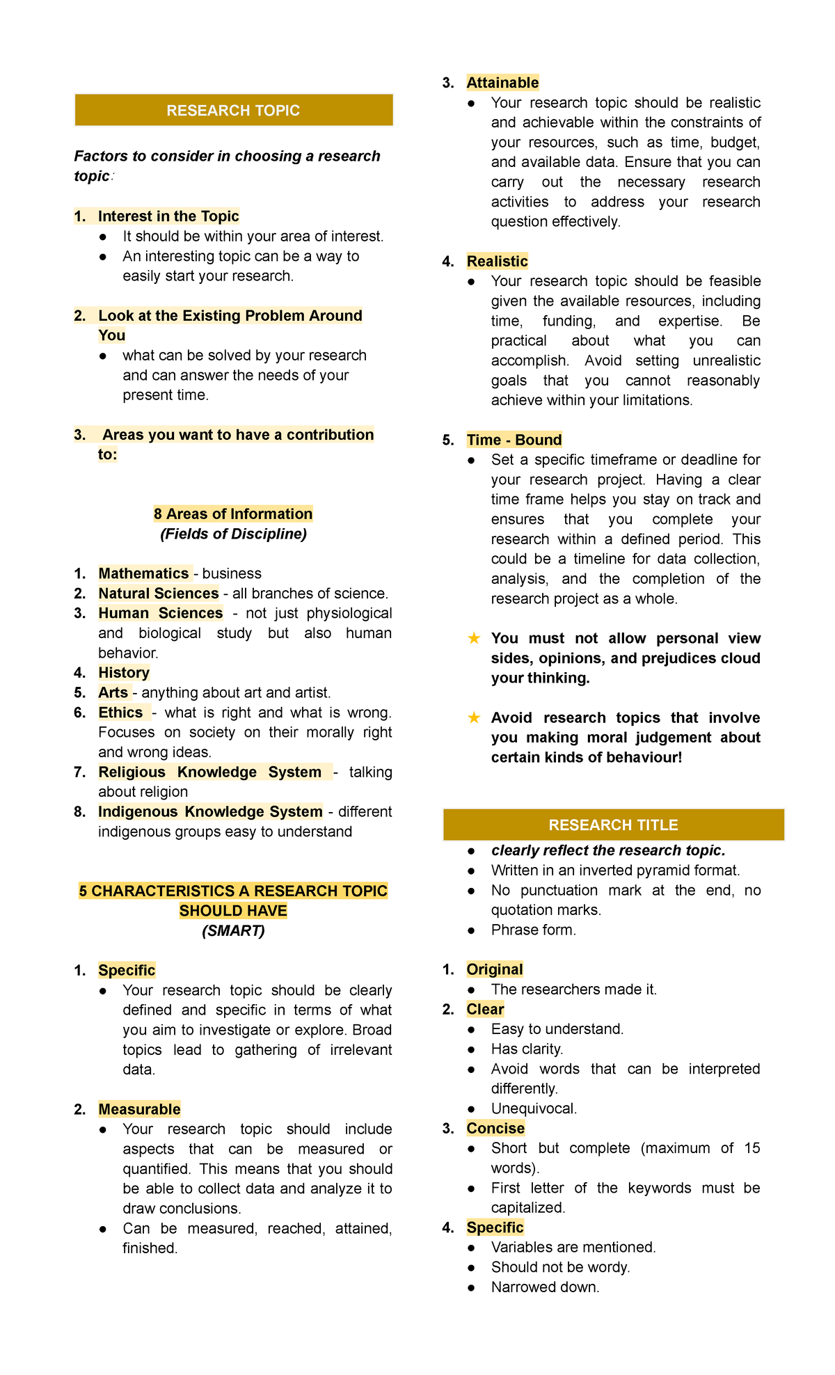 Factors to Consider in Choosing a Research Topic: A Guide - Studocu